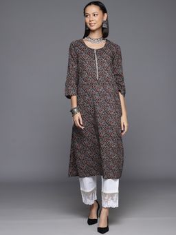 Varanga - Women Black And Blue Bandez Printed Straight Kurta