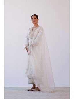 Devnaagri - Ivory Dori Embroidered Kurta & Palazzo (Set of 3)
