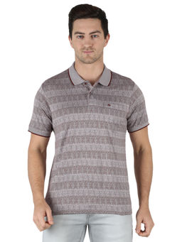 Monte Carlo - Mens Maroon Stripes Collar T-Shirt