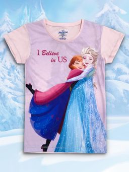 Kidsville - Frozen Printed Pink T-Shirt for Girls