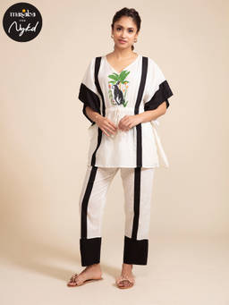 Nykd by Nykaa - Mull Kaftan Pajama Set - NYS096 - Palm Rabbit