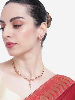 Estele - Gold Plated CZ Rubina Designer Necklace Set for Women