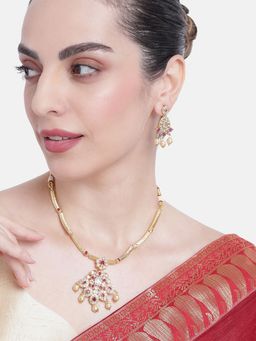 Estele - Gold Plated CZ Beautiful Designer Necklace Set for Women