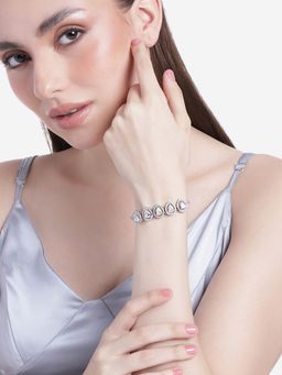 Estele - Rhodium Plated CZ Precious Pears Bracelet for Women