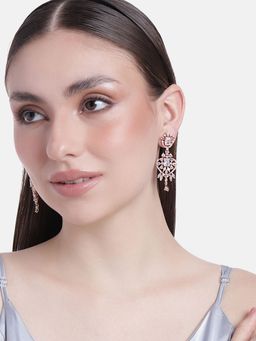 Estele - Rose Gold Plated CZ Magnificent Designer Earrings with White Stones for Women
