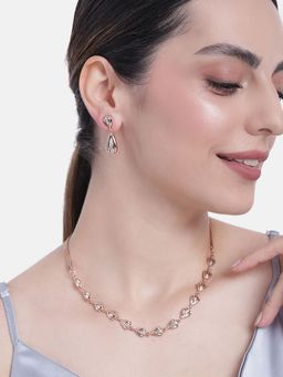 Estele - Rose Gold Plated Trendy Classic Necklace set with Austrian Crystals for Women