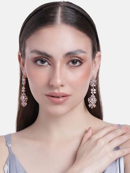 Estele - Rose Gold Plated CZ Magnificent Drop Earrings for Women