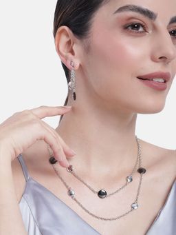 Estele - Rhodium Plated Coin Designer Layered Necklace Set For Women