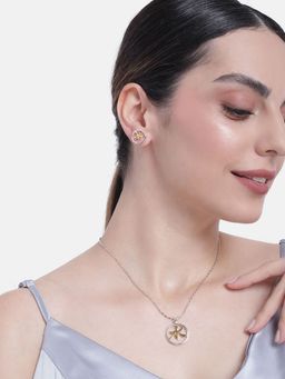 Estele - Gold & Rhodium Plated Chinese Astrological-Water-Symbol Necklace Set For Women