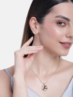 Estele - Gold & Rhodium Plated Chinese Astrological-Earth-Symbol Necklace Set For Women