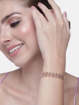 Estele - Rose Gold Plated CZ Beautiful Designer Bracelet with White Crystals for Girls & Women