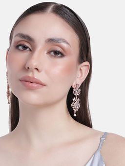 Estele - Rose Gold Plated CZ Marvelous Drop Earrings with White Stones for Girls and Women
