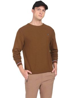 Arrow - Sports Men Brown Round Neck Solid Sweater