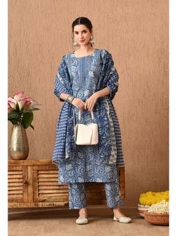Gahan - Women Floral Printed Regular Pure Cotton Kurta with Pant & Dupatta