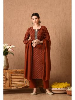 Gahan - Women Floral Printed Regular Pure Cotton Kurta with Pant & Dupatta