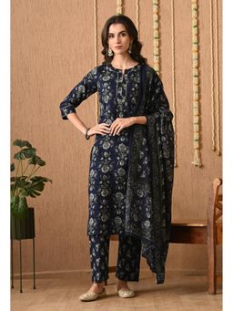 Gahan - Women Floral Printed Regular Pure Cotton Kurta with Pant & Dupatta