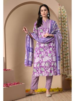 Gahan - Women Floral Printed Regular Pure Cotton Kurta with Pant & Dupatta