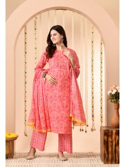 Gahan - Women Floral Printed Regular Sequinned Pure Cotton Kurta with Palazzo & Dupatta