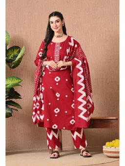 Gahan - Women Red Pure Cotton Kurta Sets