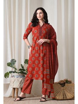 Gahan - Women Ethnic Motifs Printed Regular Pure Cotton Kurta with Pant & Dupatta