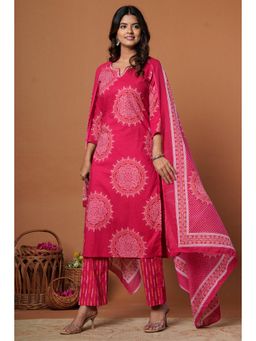 Gahan - Women Bandhani Printed Regular Pure Cotton Kurta with Pant & Dupatta