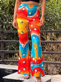 Tandul - Women Multi-Color Vibrant Starry Night Printed Trouser