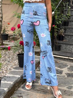 Tandul - Women Blue Denim Printed Trouser