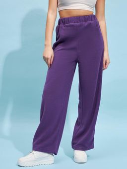 STREET 9 - Women Purple Solid Polyester Trouser