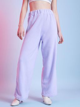 STREET 9 - Women Lavender Solid Polyester Trouser