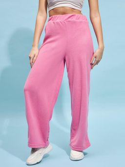 STREET 9 - Women Pink Solid Polyester Trouser