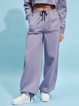 STREET 9 - Women Lavender Loose Fit Solid Joggers