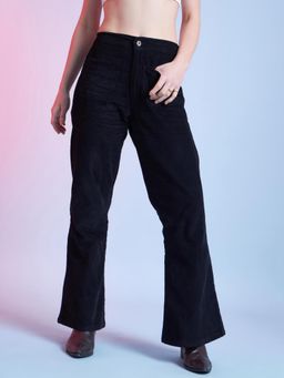 STREET 9 - Women Black Corduroy Trouser