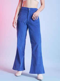 STREET 9 - Women Blue Corduroy Trouser