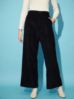 STREET 9 - Women Black Corduroy Trouser