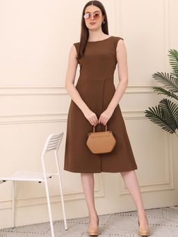 Exude - Brown Pride A-Line Wrap Dress