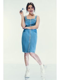 FREAKINS - Sydney Blue Bodycon Zip Dress