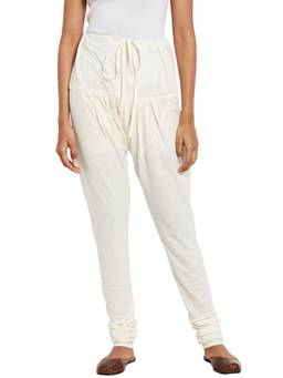Fabindia - Cotton Regular Fit Off White Drawstring Churidar