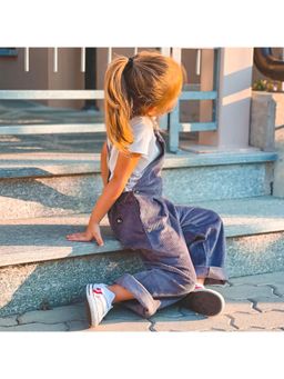 CHERRY CRUMBLE BY NITT HYMAN - Dark Grey Solid Corduroy Belgium Bliss Dungaree