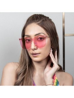 TED SMITH - Iconic Square Uv Protection Pink Sunglasses for Mens Womens