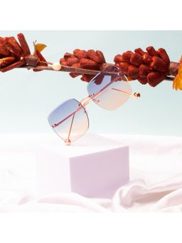 TED SMITH - Iconic Square Uv Protection Blue Brown Sunglasses for Mens Womens