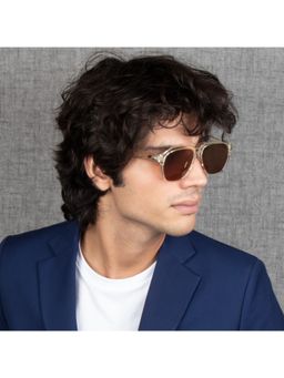 TED SMITH - Iconic Aviator Uv Protection Brown Sunglasses for Mens Womens