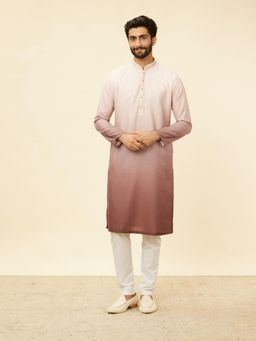 Manyavar - Mens Brown Blended Cotton Ombre Kurta Pyjama (Set of 2)