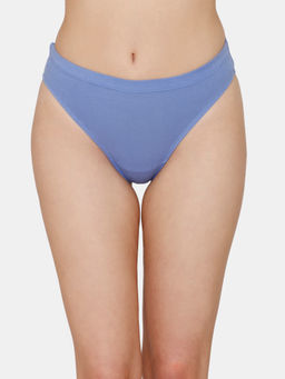 Zivame - Low Rise Cotton Thong - Wedgewood - Blue
