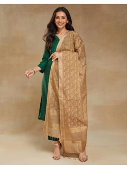 Fabindia - Beige Cotton Blend Hand Block Printed Dupatta
