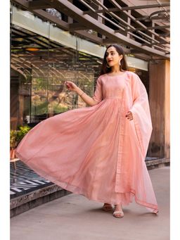 Label Rishmaan - Saanjh Peach Dress with Dupatta (Set of 2)