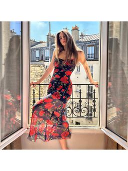 PARTIQ - Floral Shoulder Straps Maxi Dress