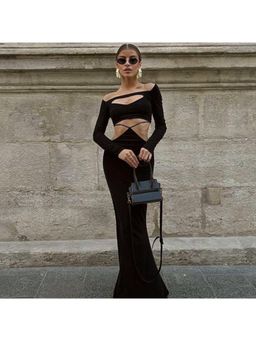 PARTIQ - Solid Full Sleeves Maxi Dress