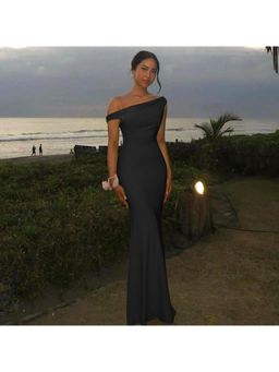 PARTIQ - Black Solid Sleeveless Maxi Dress