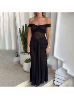 PARTIQ - Solid Half Sleeves Maxi Dress