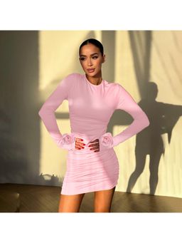 PARTIQ - Solid Full Sleeves Mini Dress